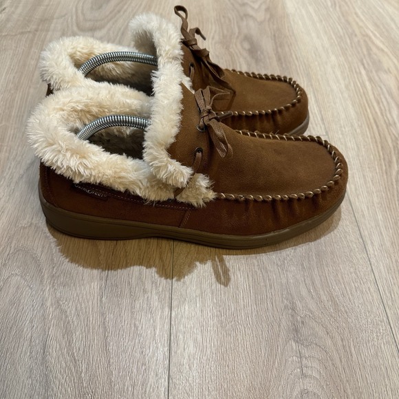 Orthofeet Men's Orthopedic Brown Faux Fur Tuscany Slippers Size 10.5 Comfort - Picture 3 of 8